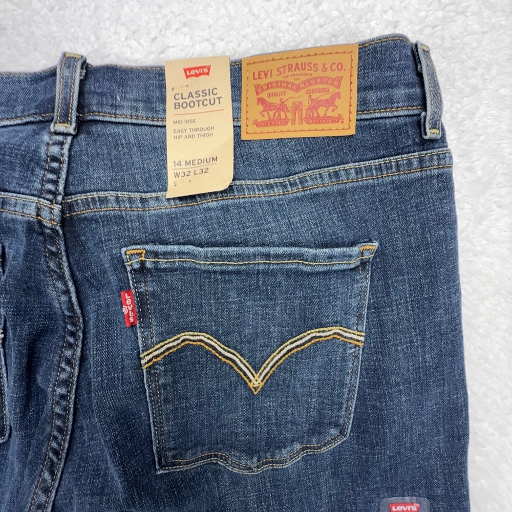 Levis Classic Bootcut Jeans Womens 14 Medium W32 L32 Mid Rise Blue 39252-0002